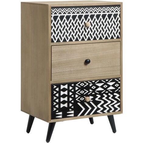 Table Basse Boho Tiroirs en Rotin MDF avec Tresse Viennoise Cadre en