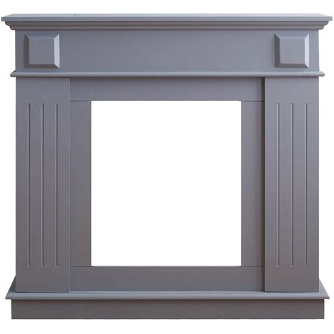 Mobili Rebecca – Cadre décoratif cheminée en bois MDF gris clair 100x109x26 – Pour cheminées au bioéthanol et électriques – Ambiance chaleureuse