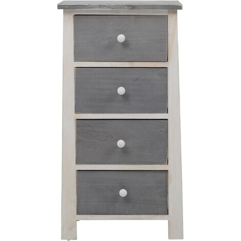 Mobili Rebecca – Chiffonnier 4 tiroirs en bois de Paulownia gris vintage – Dimensions 73x37x27 cm – Style shabby pour chambre ou salon (1/5)