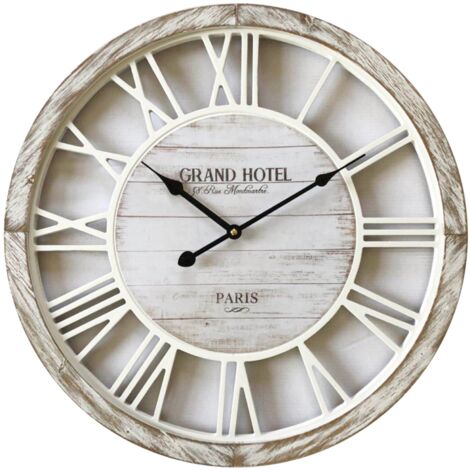 Mobili Rebecca – Horloge murale shabby vintage en métal Ø 50 cm – Épaisseur 4,5 cm – Décoration intérieure élégante – Alimentation pile AA