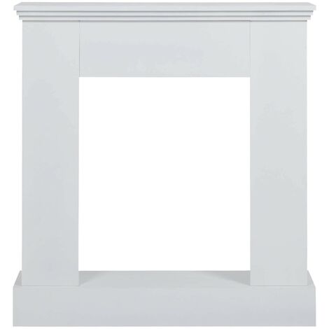 Mobili Rebecca – Cadre décoratif manteau de cheminée en MDF blanc – Dimensions 98x93x23 cm – Structure solide pour cheminées électriques et bioéthanol