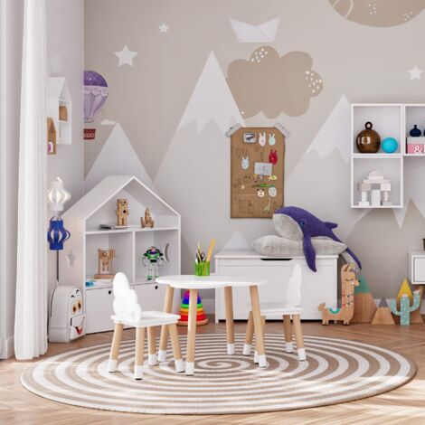 Rebecca Mobili Bibliothèque pour enfants Coffre à jouets en Bois Blanc 3 Etageres 2 Tiroirs Chambre d'enfant
