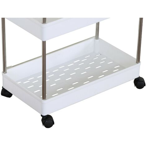 Chariot Utilitaire 3 étagères En Plastique - Charge Max 102 Kg, Roulettes, Noir - Pour Garage, Atelier, Cuisine