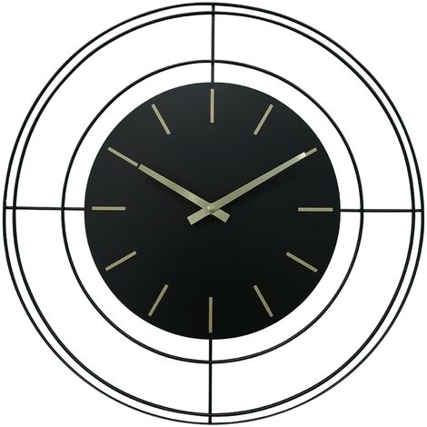 Rebecca Mobili Grande Horloge Murale Analogique en Métal Noir Or 50 cm (1/5)