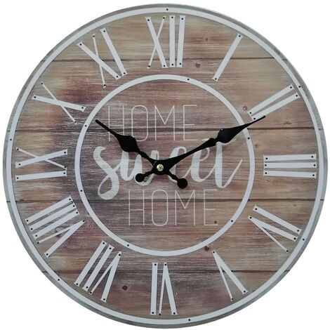 Rebecca Mobili Horloge Murale Moderne Mdf Métal Noir Brun pour