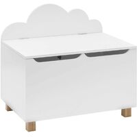 Mobili Rebecca – Malle à jouets banc en MDF blanc – Dimensions H 55 x L 60 x P 40 cm – Charge 35 kg – Charnières autobloquantes pour sécurité