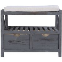 Rebecca Mobili Banc Banquette Assise 2 Tiroirs Bois Gris Shabby Chic 43x65x34