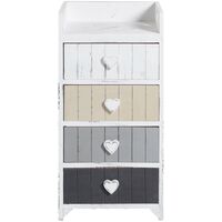 Mobili Rebecca – Chiffonnier 4 tiroirs en bois gris et blanc – Style shabby chic – Dimensions 72x35x27 cm – Rangement élégant pour vêtements et accessoires