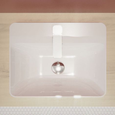 Vasque à encastrer rectangle en céramique blanche 48x37cm