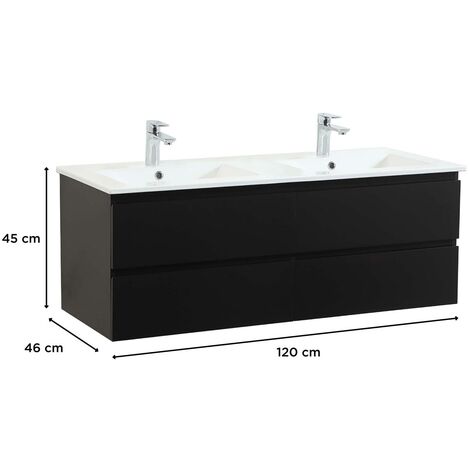 Meuble double vasque noir carbone  120cm