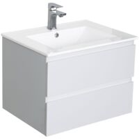 Mob-In – Meuble sous vasque 60 cm SORRENTO – 2 tiroirs de rangement – Panneau de particules mélaminé – Installation facile