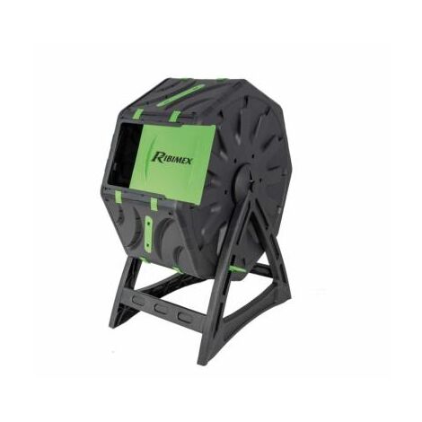 Ribimex – Composteur rotatif 70 L – Plastique noir et vert – Dimensions 58 x 34,5 x 71 cm – Compostage rapide en 2 semaines