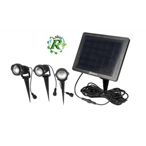 Ribimex – Pack de 3 spots solaires 100 lumens – Résistance IP44 – Batterie Li-ion 3,7V 9000mAh – Chargement par panneau solaire (1/5)