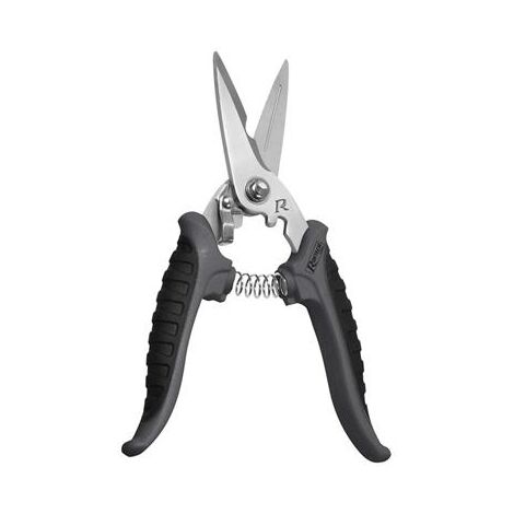 Ribitech – Ciseaux acier inox 180 mm – Poignée bi-matière pour confort – Système de blocage – Coupe carton, plastique, cuir et moquette