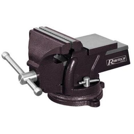 Ribitech – Étau en fonte 150 mm – Mâchoires en acier – Ouverture 150 mm – Finition noire mouchetée anticorrosion – Pour travail du bois et métal