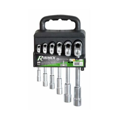 Ribitech – Lot de 6 clés à pipes débouchées 6 pans – Acier forgé chromé vanadium – Finition satinée – Dimensions Ø 8 à 19 mm