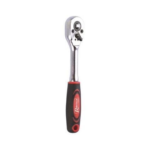 Ribitech – Clé à cliquet réversible 1/4' en chrome vanadium – 72 dents – Longueur 160 mm – Manche bi-matière antidérapant