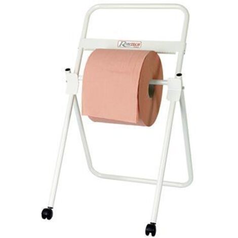 Ribimex – Dévidoir de papier sur trépied PRITRE965 – Acier blanc – Largeur bobine 35 cm – Pour garages et chantiers