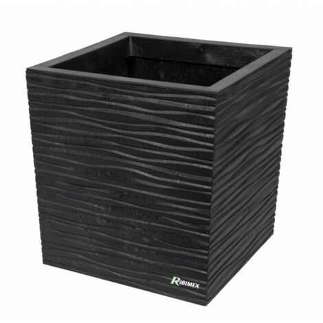 Pot fleurs 'SERENA' 34x34 hauteur 36cm gris en caoutchouc recyclé