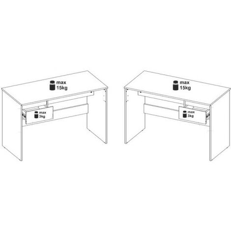 Bureau 1 tiroir Blanc/Bois - QIZ - L 115 x l 54 x H 75 cm