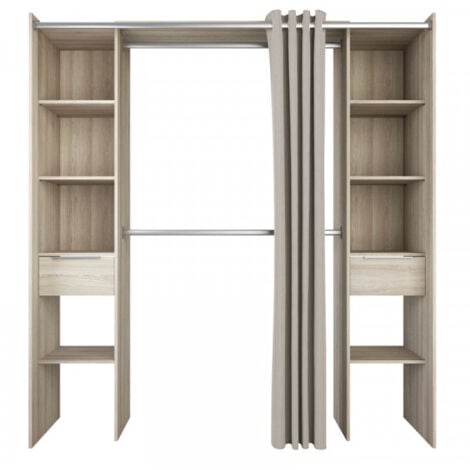 Aménagement dressing extensible Chêne Clair - NADA - L 115/190 x l 50 x H 203 cm