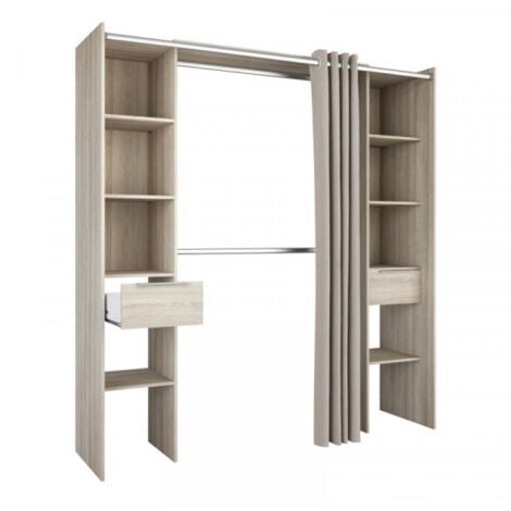 Aménagement dressing extensible Chêne Clair - NADA - L 115/190 x l 50 x H 203 cm