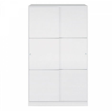 Armoire Coulissante 2 Portes Blanc - RAFU - L 120 X L 50 X H 200 Cm