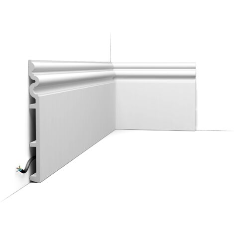 Orac – Plinthe pvc SX193 25 x 2,2 cm – Duropolymer blanc résistant aux chocs – Pour salles de réception et grands salons – Découpe facile (1/5)