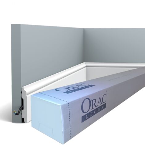 Orac – Plinthe classique 32m SX165 – Dimensions L200 x H6,9 x L1,1 cm – Duropolymer résistant aux impacts – Peinturable blanc