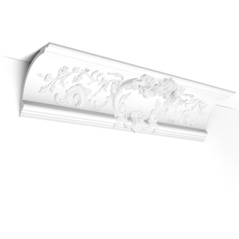 Corniche avec volutes décoratives - Orac Decor - L200xp18.2xH18.2cm - C338A - L200 x H18,4 x L18,4 cm - ORAC DECOR