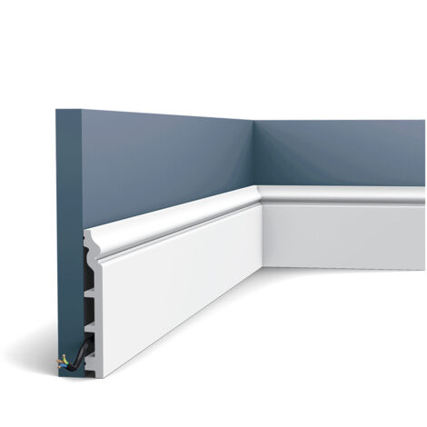 Orac – Plinthe SX118 CONTOUR 200 cm – Hauteur 13.8 cm, Largeur 1.8 cm – Duropolymer résistant à l'eau – Peinture facile acrylique