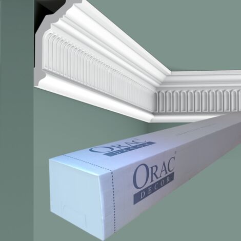 Corniche motif en arrête - Orac Decor - L200xp7.2xH12.2cm - Carton complet 20 mètres - C304 - L200 x H12,2 x L7,2 cm - ORAC DECOR
