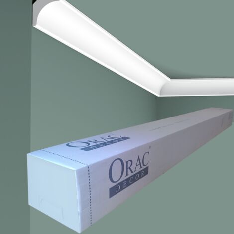 Orac – Corniche galbée 16m linéaires – L200 x H2 x L2 cm – Pour finition mur-plafond – Peinture recommandée pour protection UV