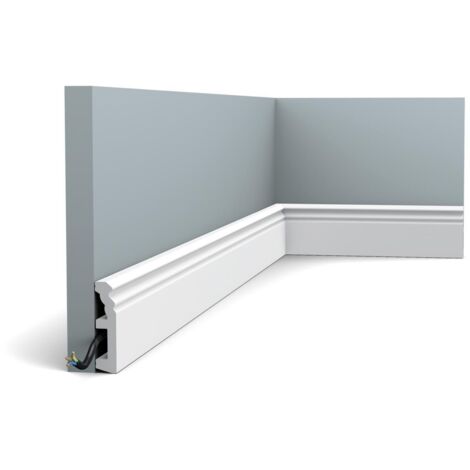 Orac – Plinthe pvc SX195 8 cm x 1,9 cm – Duropolymer® blanc – Moulure décorative Néo-Classicisme – Longueur 2 m pour dissimulation de câbles