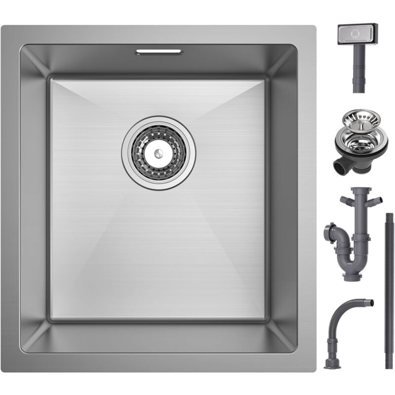 MENATT Küchenspüle Einbau 58,4x45,7cm – Edelstahl 18 Gauge, Einzelschale, Mit Nano-Beschichtung