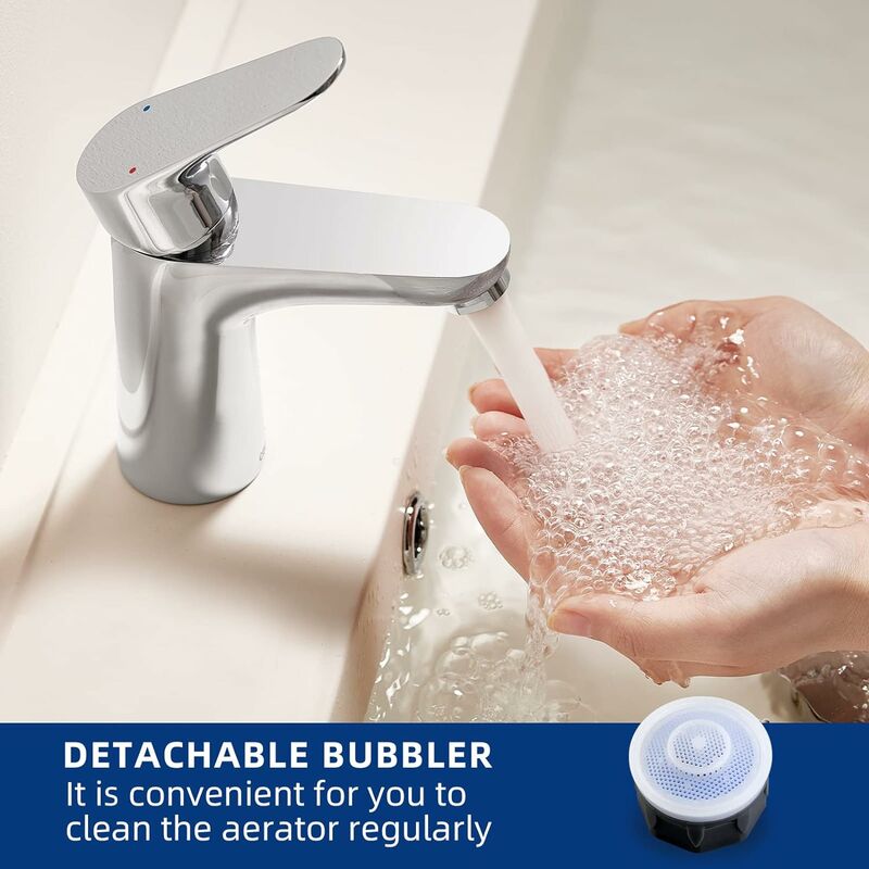 Acesunny 3/8 Zoll Badarmatur Waschtisch Wasserhahn - Weiß/Chrom, Aus Messing, Einfach Montieren