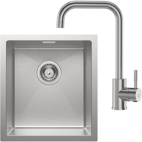 CECIPA Edelstahl Spüle 50x44cm - Eckige Einbauspüle Mit Siphon Für Küchen Ab 50cm Breite