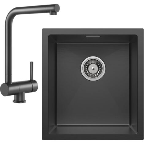 VCCUCINE Aufsatz-Küchenspüle – Schwarz, Edelstahl, 71.1 X 45.7 Cm, Mit Abfluss