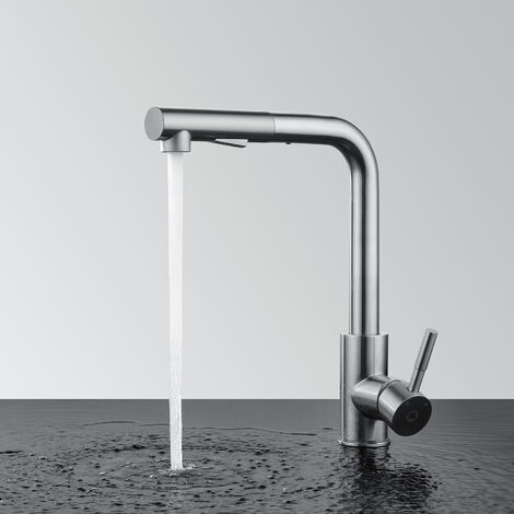 Ausziehbar Wasserhahn Küchenarmatur mit 360° Spültischarmatur Brause Edelstahl 