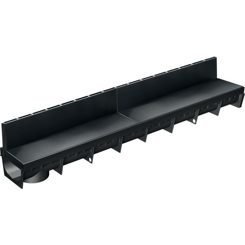 Caniveau Extérieur 1m avec Grille à Fente en PP recyclé Classe A15 (1m) MEAPARK - Système de Drainage pour Terrasse, Piscine, Jardin, Garage - Largeur utile 10cm