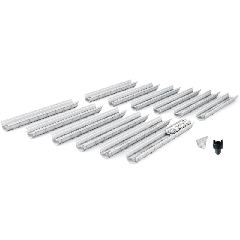 MEA Pack de 12 : Système de Drainage décoratif DECOSTONE avec tôle perforée en Acier galvanisé Passage piéton - larg.utile 100mm- pour l'évacuation des eaux de ruissellement ou Le Passage de câbles
