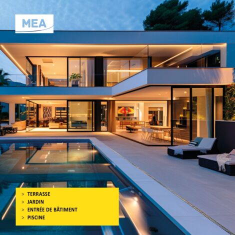 Caniveau Extérieur 1m MEAPARK Premium Avec Grille à Fente PP Recyclé + Profil E-Blade S Inox - Drainage Classe A15 Pour Terrasse, Piscine & Jardin - Largeur 10cm