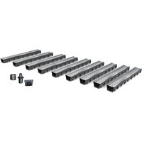MEA – Pack de 9 caniveaux extérieurs A15 en acier galvanisé – Largeur utile 10cm – Grille passerelle pour passage piéton – Résistance B125