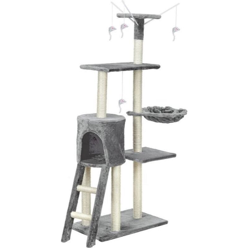 Árbol rascador para gatos XXL 135 x 97 x 55 cm gris