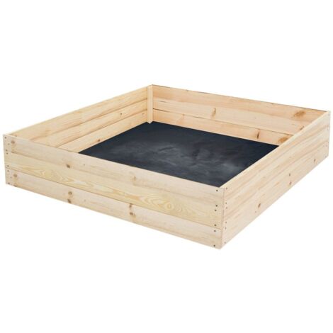 Caja para huerto - caja de cultivo - 80x80x30 cm - madera - con tela de tierra (1/3)