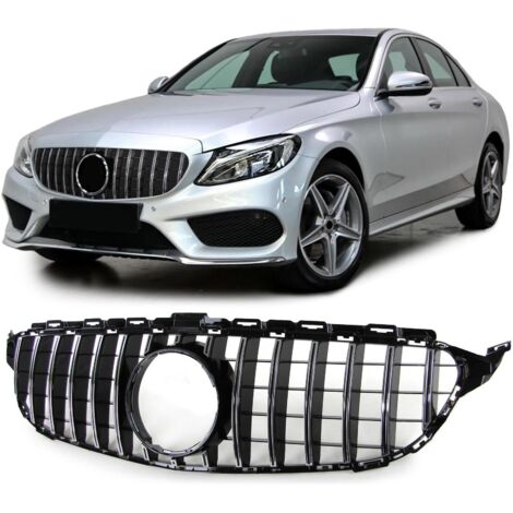 Rejilla del automóvil - Mercedes Clase C W205 S205 13-18 - Parrilla deportiva - Negro brillante/cromo - Adecuado para