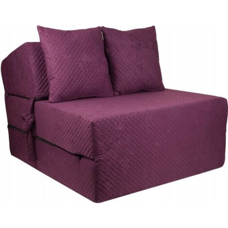 Colchón de invitados de lujo - violeta - colchón de camping - colchón de viaje - colchón plegable - 200 x 70 x 15 - con almohadas (1/3)