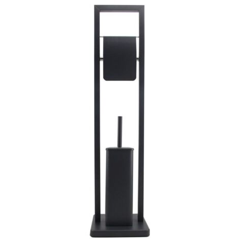 Portarrollos de pie con escobillero - 20x80cm - negro (1/5)