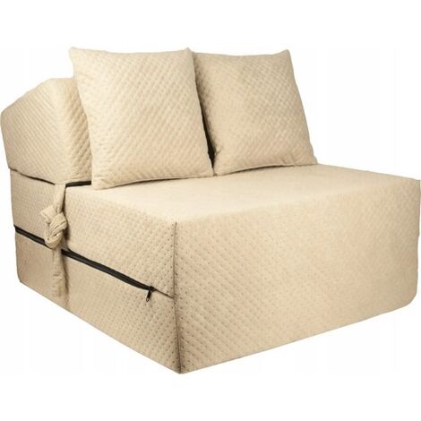 Colchón de invitados de lujo - beige - colchón de camping - colchón de viaje - colchón plegable - 200 x 70 x 15 - con almohadas (1/3)