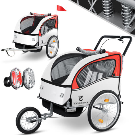 Remolque de bicicleta niño - remolque de bicicleta - con amortiguador - rojo